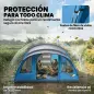 Tienda de Campaña Familiar Tipo Túnel para 5 Personas con 3 Habitaciones Puerta 4 Ventanas Impermeable Fácil Montaje