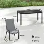 Conjunto de Mesa y Sillas Jardín con Mesa Metálica con Agujero y 6 Sillas Apilables Transpirables para Terraza Gris