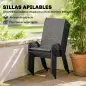 Conjunto de Mesa y Sillas Jardín con Mesa Metálica con Agujero y 6 Sillas Apilables Transpirables para Terraza Gris