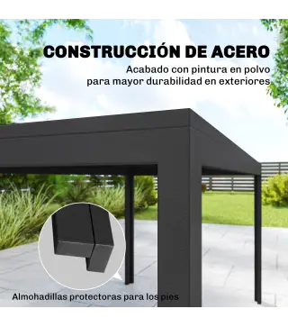 Conjunto de Mesa y Sillas Jardín con Mesa Metálica con Agujero y 6 Sillas Apilables Transpirables para Terraza Gris