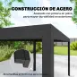 Conjunto de Mesa y Sillas Jardín con Mesa Metálica con Agujero y 6 Sillas Apilables Transpirables para Terraza Gris