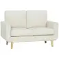 Sofá de 2 Plazas de Pana 134 cm con Patas de Madera Respaldo Grueso Sofá Moderno para Salón Dormitorio Crema