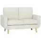 Sofá de 2 Plazas de Pana 134 cm con Patas de Madera Respaldo Grueso Sofá Moderno para Salón Dormitorio Crema