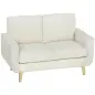 Sofá de 2 Plazas de Pana 134 cm con Patas de Madera Respaldo Grueso Sofá Moderno para Salón Dormitorio Crema