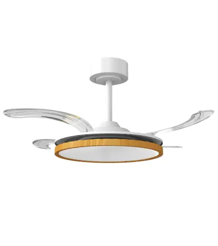 Ventilador de Techo con Luz LED 80 W Motor DC Reversible Mando a Distancia 6 Velocidades Temporizador Ø95 cm Natural