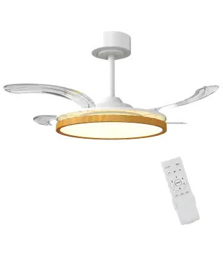 Ventilador de Techo con Luz LED 80 W Motor DC Reversible Mando a Distancia 6 Velocidades Temporizador Ø95 cm Natural