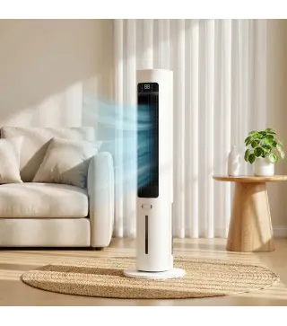 Climatizador Evaporativo 3 en 1 con Depósito de 3 L Oscilación 48° 3 Velocidades 3 Modos Temporizador 12h Blanco