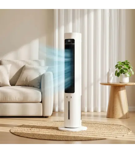 Climatizador Evaporativo 3 en 1 con Depósito de 3 L Oscilación 48° 3 Velocidades 3 Modos Temporizador 12h Blanco