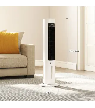 Climatizador Evaporativo 3 en 1 con Depósito de 3 L Oscilación 48° 3 Velocidades 3 Modos Temporizador 12h Blanco