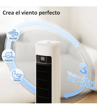 Climatizador Evaporativo 3 en 1 con Depósito de 3 L Oscilación 48° 3 Velocidades 3 Modos Temporizador 12h Blanco