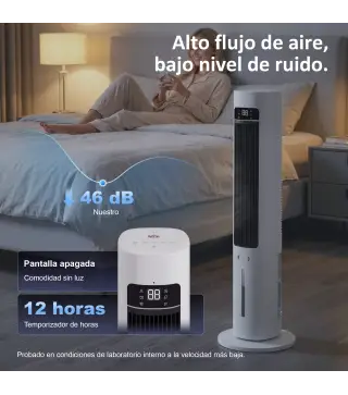 Climatizador Evaporativo 3 en 1 con Depósito de 3 L Oscilación 48° 3 Velocidades 3 Modos Temporizador 12h Blanco