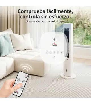 Climatizador Evaporativo 3 en 1 con Depósito de 3 L Oscilación 48° 3 Velocidades 3 Modos Temporizador 12h Blanco