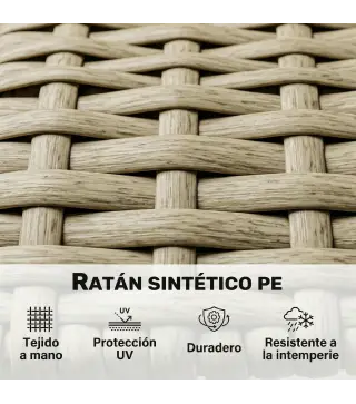 Conjunto de Jardín Exterior de Ratán de 3 Piezas con Sofá Modular de 3 y 2 Plazas Mesa Lateral Mesa de Centro Cojines