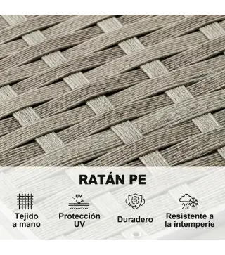 Conjunto de Jardín Exterior de Ratán de 3 Piezas con Sofá Modular de 3 y 2 Plazas Mesa Lateral Mesa de Centro Cojines