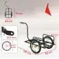 Remolque de Bicicleta para Carga 40 kg Carro de Mano de Acero con Bandera Roja Ruedas de 16 Pulgadas 145x60x42 cm Negro