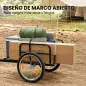 Remolque de Bicicleta para Carga 40 kg Carro de Mano de Acero con Bandera Roja Ruedas de 16 Pulgadas 145x60x42 cm Negro