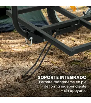 Remolque de Bicicleta para Carga 40 kg Carro de Mano de Acero con Bandera Roja Ruedas de 16 Pulgadas 145x60x42 cm Negro