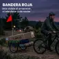 Remolque de Bicicleta para Carga 40 kg Carro de Mano de Acero con Bandera Roja Ruedas de 16 Pulgadas 145x60x42 cm Negro