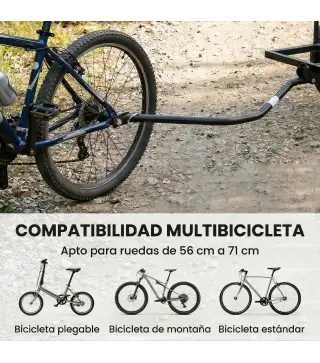 Remolque de Bicicleta para Carga 40 kg Carro de Mano de Acero con Bandera Roja Ruedas de 16 Pulgadas 145x60x42 cm Negro