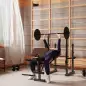 Banco de Pesas con Soportes para Barra y Respaldo Ajustable para Entrenamiento Completos de Cuerpo Negro