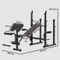 Banco de Pesas con Soportes para Barra y Respaldo Ajustable para Entrenamiento Completos de Cuerpo Negro