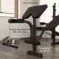 Banco de Pesas con Soportes para Barra y Respaldo Ajustable para Entrenamiento Completos de Cuerpo Negro