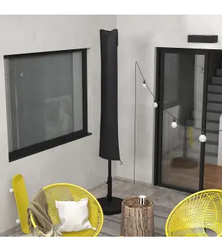 Funda para Sombrilla de Jardín Funda Protectora Impermeable de Tela Oxford 420D con Cremallera 178x25/35 cm Negro