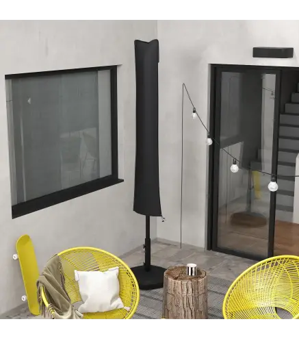 Funda para Sombrilla de Jardín Funda Protectora Impermeable de Tela Oxford 420D con Cremallera 178x25/35 cm Negro