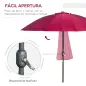 Sombrilla de Jardín Ø250x240 cm con Manivela Parasol con Ángulo Inclinable con 18 Varillas para Exterior Rojo Burdeos