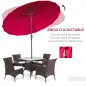 Sombrilla de Jardín Ø250x240 cm con Manivela Parasol con Ángulo Inclinable con 18 Varillas para Exterior Rojo Burdeos