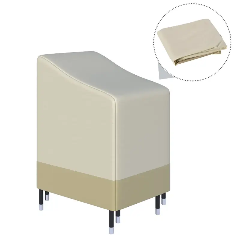 Funda para Sillas Apilables 90x70x115 cm Impermeable de Tela Oxford 600D Anti-UV Beige y Café Funda para Sillas Apilables 90x70x115 cm Impermeable de Tela Oxford 600D Anti-UV Beige y Café