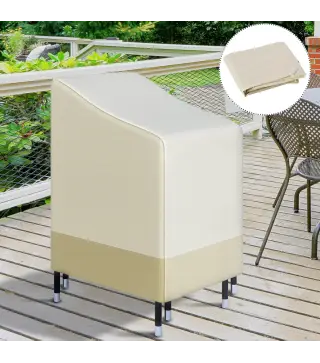 Funda para Sillas Apilables 90x70x115 cm Impermeable de Tela Oxford 600D Anti-UV Beige y Café