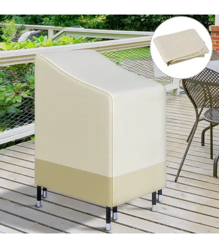 Funda para Sillas Apilables 90x70x115 cm Impermeable de Tela Oxford 600D Anti-UV Beige y Café