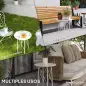 Mesa de Jardín Redonda de Acero con Diseño de Flores y Hojas Patas Ajustables y Estructura en Forma de X Ø40x50cm Blanco