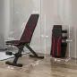 Banco de Musculación Ajustable Plegable con Respaldo y Asiento Regulables Estructura de Acero y Rodillos para Piernas