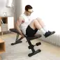 Banco de Musculación Ajustable Plegable con Respaldo y Asiento Regulables Estructura de Acero y Rodillos para Piernas