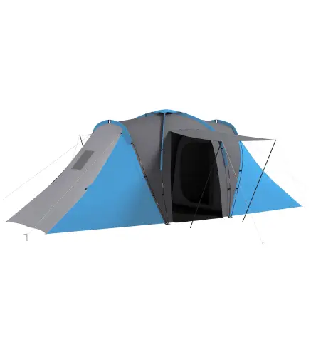 Tienda de Campaña para de 4-6 Personas con 2 Dormitorios Tienda de Camping Impermeable 3000mm 555x225x190 cm Gris y Azul