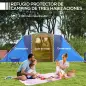 Tienda de Campaña para de 4-6 Personas con 2 Dormitorios Tienda de Camping Impermeable 3000mm 555x225x190 cm Gris y Azul