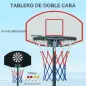 Canasta de Baloncesto con Tablero de Dardos Altura Ajustable Base Rellenable y Ruedas 74x55x210-247 cm Negro