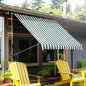 Toldo Manual Retráctil 200x150x170-280 cm para Balcón y Terraza con Altura Ajustable con Manivela Rayas Verde y Blanco