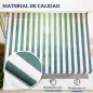 Toldo Manual Retráctil 200x150x170-280 cm para Balcón y Terraza con Altura Ajustable con Manivela Rayas Verde y Blanco