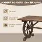 Mesa de Jardín de Madera de Abeto con Patas en Forma de Rueda para Exterior e Interior 110x60x65 cm Acabado Carbonizado