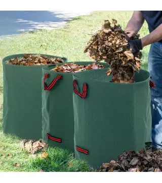 Set de 3 Bolsas de Basura de Jardín 272L con Asas Reforzadas y Aros Flexibles Plegables y Reutilizables