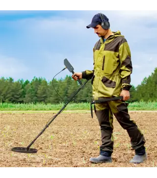 Detector de Metales con Batería 5 Modos de Uso IP68 y Pantalla Retroiluminada Chip DSP 28x21x48-130 cm Gris Oscuro