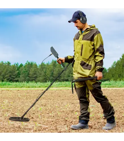 Detector de Metales con Batería 5 Modos de Uso IP68 y Pantalla Retroiluminada Chip DSP 28x21x48-130 cm Gris Oscuro