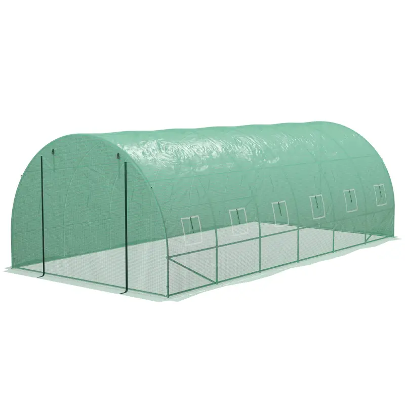 Invernadero de Túnel 6x3x2 m con Sistema de Riego Integrado 12 Ventanas con Malla y 1 Puerta Enrollable Verde Invernadero de Túnel 6x3x2 m con Sistema de Riego Integrado 12 Ventanas con Malla y 1 Puerta Enrollable Verde