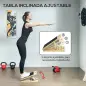 Barra Pilates con Bandas Elásticas Tabla Inclinada Ajustable y Resistencia Personalizable para Estiramientos 90x33x3 cm