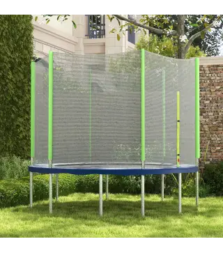 Red de Seguridad para Cama Elástica Ø305 cm para Exterior de 6 Postes con Anti-UV y Puerta con Cremallera Verde y Negro