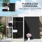 Cobertizo de Jardín con 2 Estantes Puerta con Cerradura y Estructura Resistente en Acero Galvanizado 245x117x161/180 cm