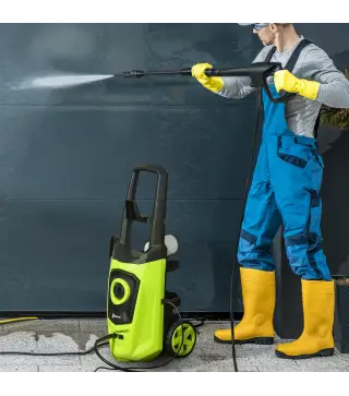 Hidrolimpiadora de Alta Presión 1800W con Accesorios Ángulo Ajustable y Parada Automática 33x31,5x80,5 cm Verde y Negro